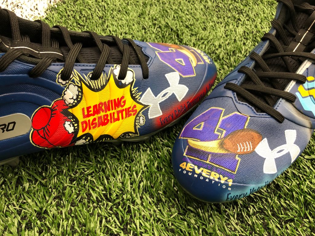 Anthony Levine’s cleats from the My Cause My Cleats NFL initiative. 