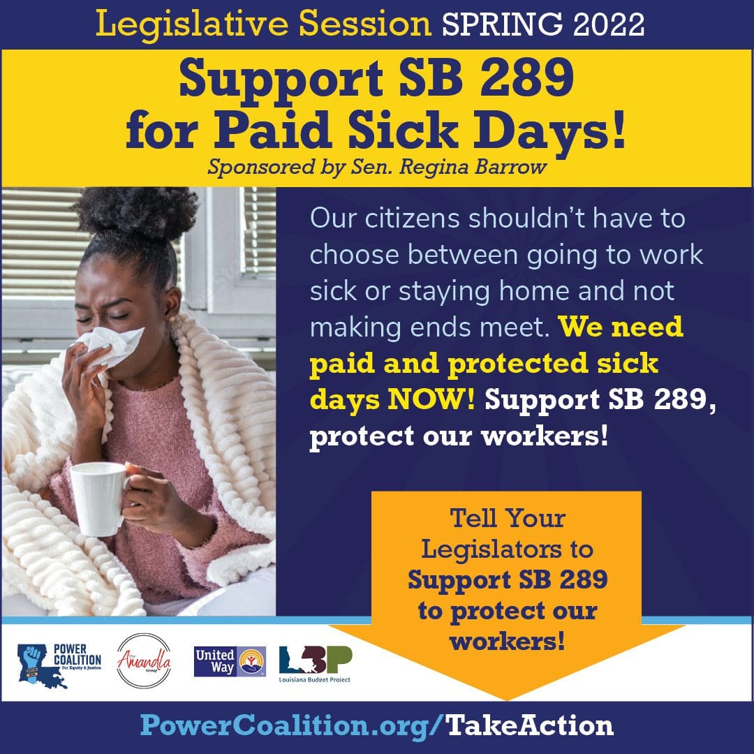 Support HB 289 for Paid Sick Days! Power Coalition for Equity and Justice